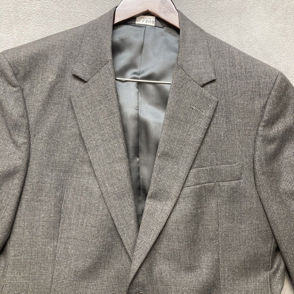 Jos A Bank Signature Collection Grey Plaid 43R 100% Wool Pants 36x29 - Picture 3 of 16